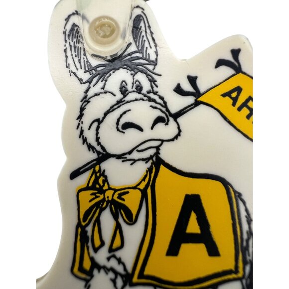 Vintage Army Mascot Rubber Keychain 2" Yellow & White Donkey Design Military - Picture 3 of 4